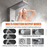 VEVOR Douchekaneelsysteem met 6 modi, hydro-elektrisch douchepaneeltoren, led-display, regen, waterval, 8 massagestralen, baduitloop en douchekop met slang, badkamer