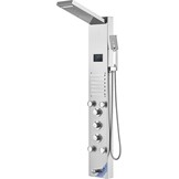 VEVOR Douchekaneelsysteem met 6 modi, hydro-elektrisch douchepaneeltoren, led-display, regen, waterval, 8 massagestralen, baduitloop en douchekop met slang, badkamer