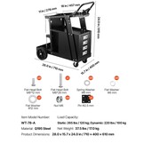 Lastrolley voor lasapparatuur met 35% korting | 2 schappen, 4 laden, 2 gasfleshouders | Max. 120kg