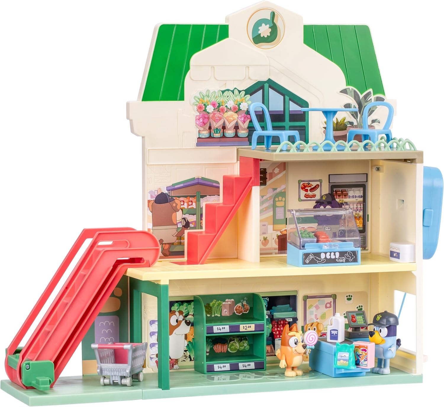 Bluey Supermarkt Speelset - Speelgoed van Bluey voor Kinderen - Inclusief geluiden - Inclusief figuurtjes - Roltrap werkt - Telefoontje - Meerdere accessoires