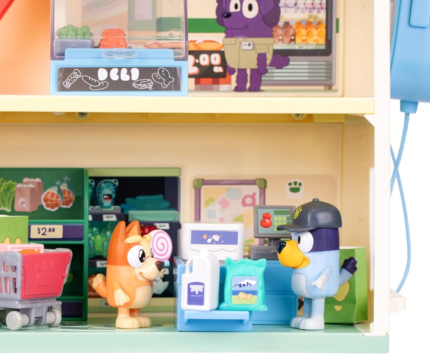 Bluey Supermarkt Speelset - Speelgoed van Bluey voor Kinderen - Inclusief geluiden - Inclusief figuurtjes - Roltrap werkt - Telefoontje - Meerdere accessoires