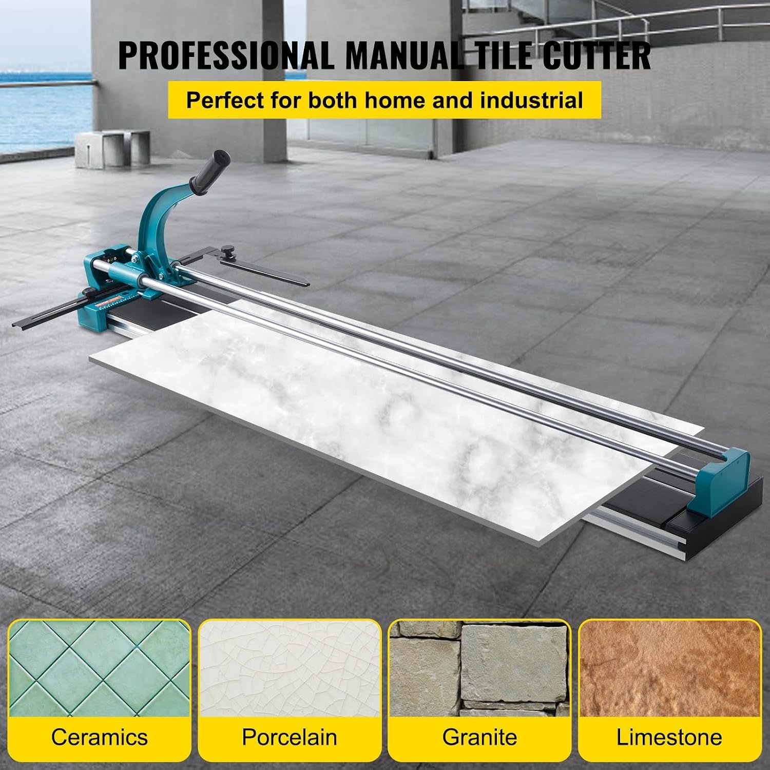 VEVOR Handtegelsnijder, 120 cm, professionele tegelsnijder met dubbele stalen geleiding en 2 antislip voeten, ergonomische antislip handgreep, verstelbare ladder