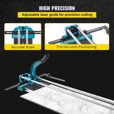 VEVOR Handtegelsnijder, 120 cm, professionele tegelsnijder met dubbele stalen geleiding en 2 antislip voeten, ergonomische antislip handgreep, verstelbare ladder