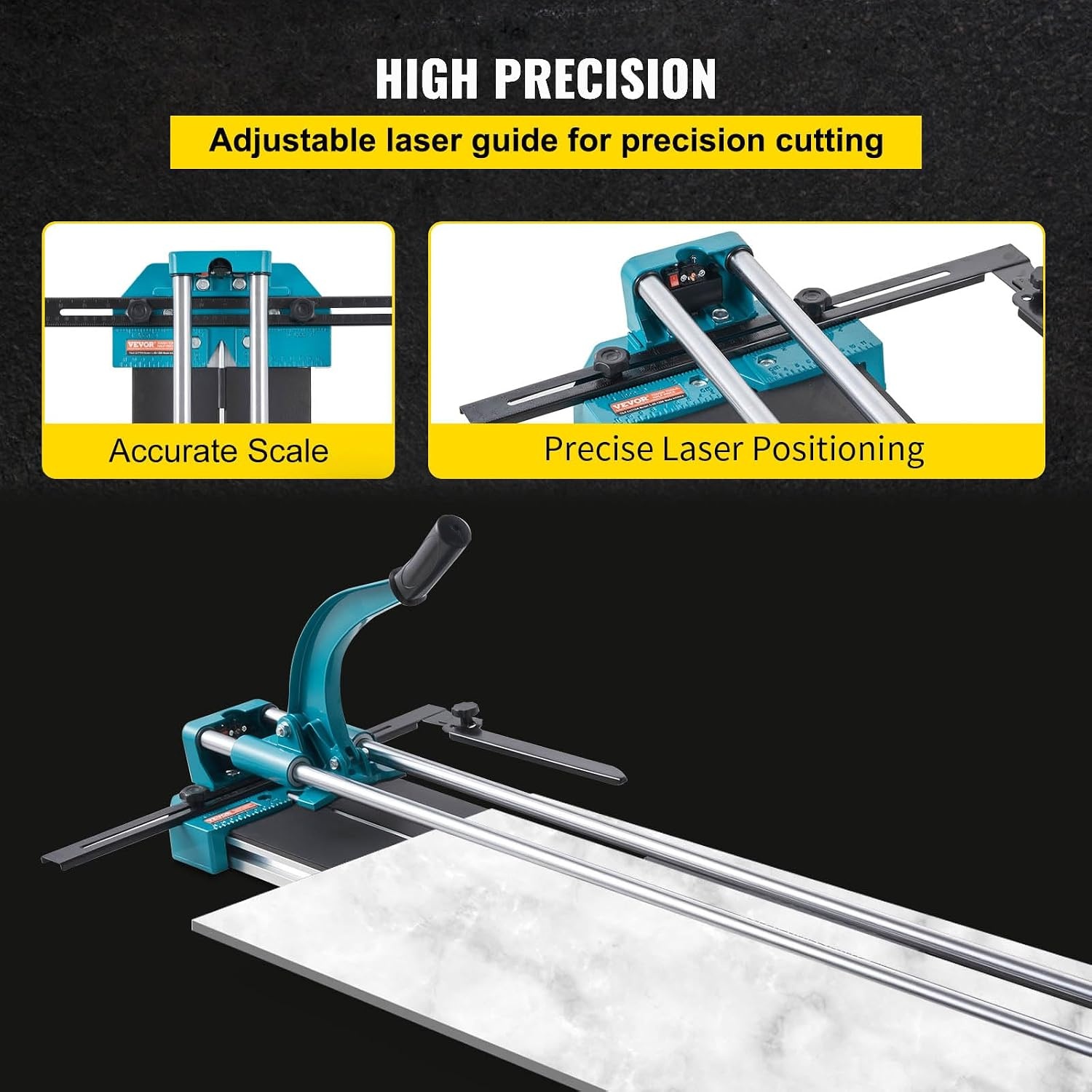 VEVOR Handtegelsnijder, 120 cm, professionele tegelsnijder met dubbele stalen geleiding en 2 antislip voeten, ergonomische antislip handgreep, verstelbare ladder
