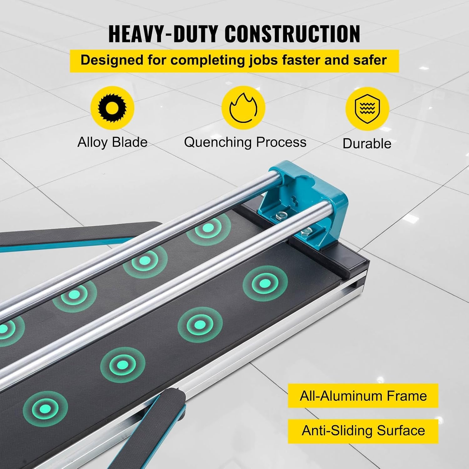 VEVOR Handtegelsnijder, 120 cm, professionele tegelsnijder met dubbele stalen geleiding en 2 antislip voeten, ergonomische antislip handgreep, verstelbare ladder