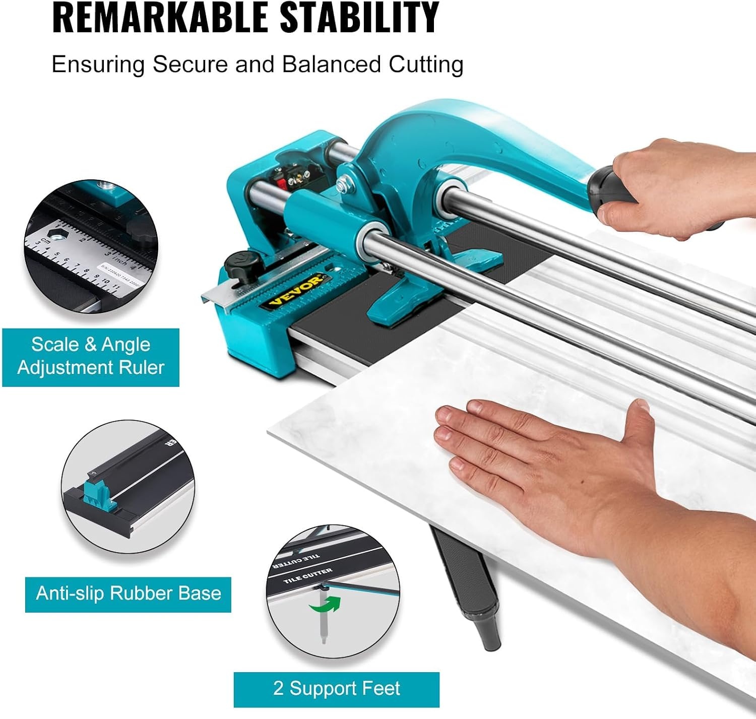 Vevor 24 inch/600 mm tegelsnijder dubbele rails en beugels handmatige tegelsnijder 4504" dop met nauwkeurige laser handmatige tegelsnijgereedschappen voor precisiesnijden (61 cm) - Amazon.com