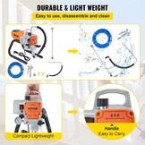 VEVOR 1500W Airless Paint Sprayer 3000PSI Paint Sprayers for DIY Painting Projects Outdoor and Indoor Houses 1.8L/min with 9M High Pressure Hose
