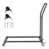 VEVOR Klapstoelstandaard, 136 kg draagkracht, L-vormige stoelwagen voor verticale plaatsing, voor 25 stoelen, metalen transportwagen met rubberen wielen, multifunctionele stoelhouder, matzwart