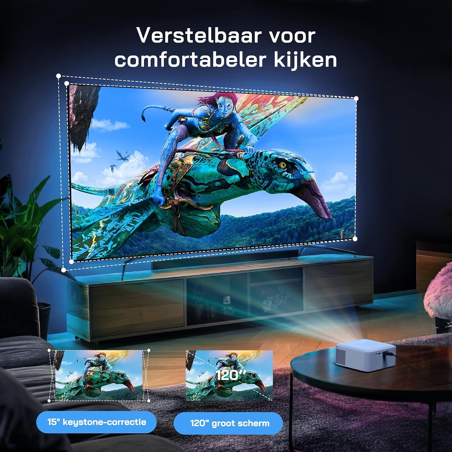 Draagbare Mini Projector Full HD 1080P Wit 34% Korting