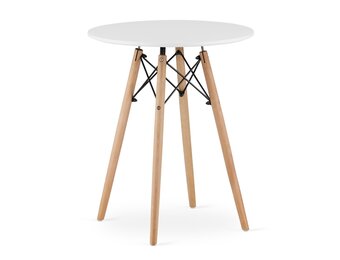 Ronde Eettafel 60cm Wit MDF | Beuken Poten 34% Korting