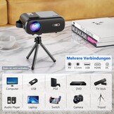 HORLAT Mini-beamer, 5G wifi, bluetooth-beamer, full HD, 720P ondersteund, 9000 lumen, draagbare projector met ± 15° trapeziumcorrectie, thuisbioscoopprojector voor smartphone/gaming/laptop/tv-stick