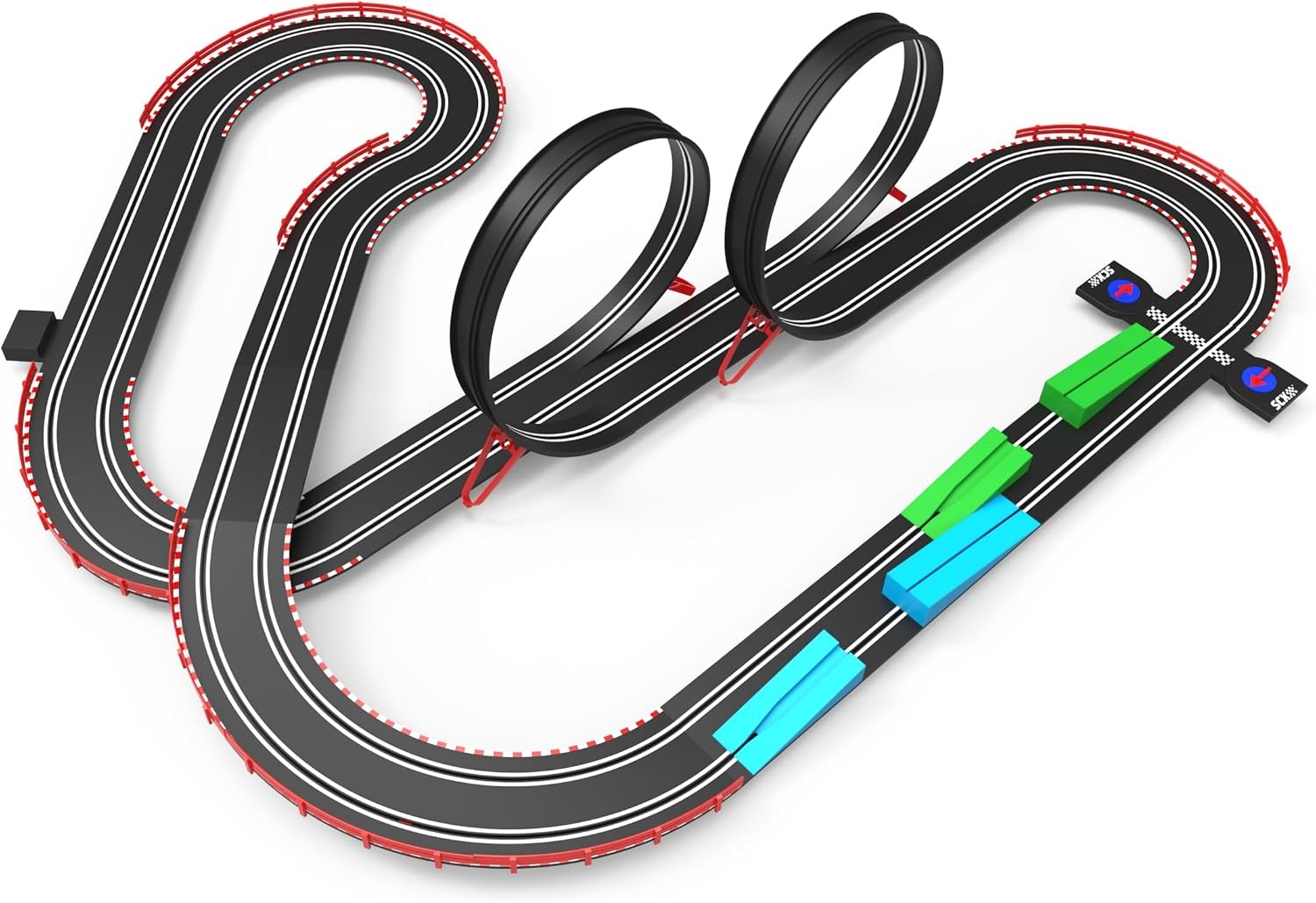SCALEXTRIC - Compact circuit - Compleet circuit - 2 auto's en 2 afstandsbedieningen inbegrepen - Schaal 1:43 (Set Grand Challenge)