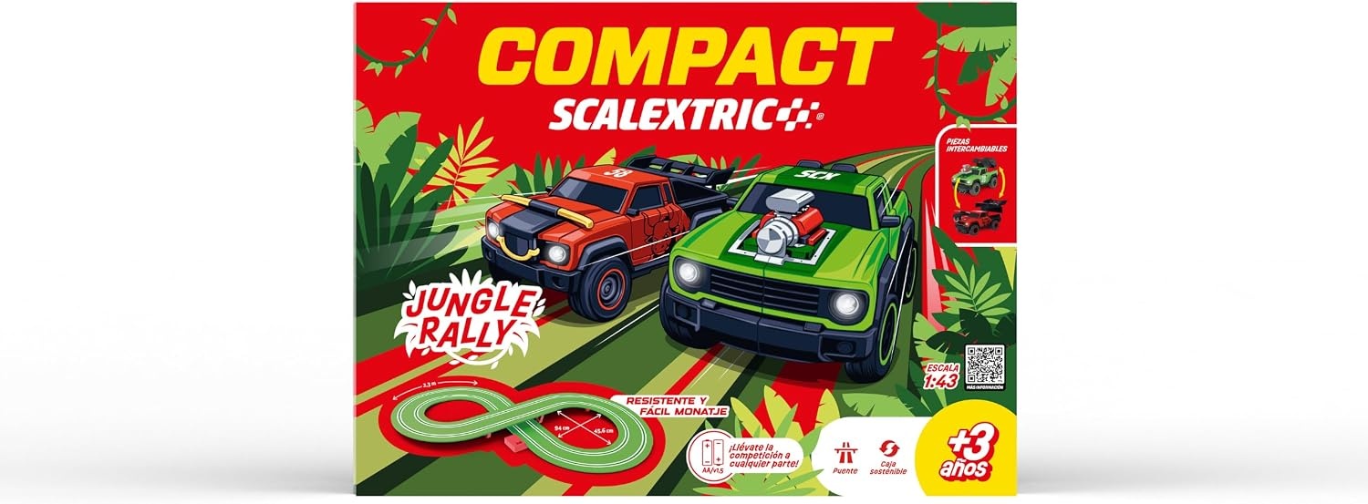 SCALEXTRIC - Compact circuit - Compleet circuit - 2 auto's en 2 afstandsbedieningen inbegrepen - Schaal 1:43 (Set Grand Challenge)