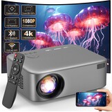 FRESHDEW beamer, elektrische focus, 5G wifi-projector met Bluetooth Native 1080p projector, 26000L LCD-technologie, thuisbioscoop, outdoor, thuisbioscoop, videoprojector met statief voor