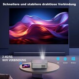FRESHDEW beamer, elektrische focus, 5G wifi-projector met Bluetooth Native 1080p projector, 26000L LCD-technologie, thuisbioscoop, outdoor, thuisbioscoop, videoprojector met statief voor