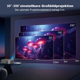FRESHDEW beamer, elektrische focus, 5G wifi-projector met Bluetooth Native 1080p projector, 26000L LCD-technologie, thuisbioscoop, outdoor, thuisbioscoop, videoprojector met statief voor