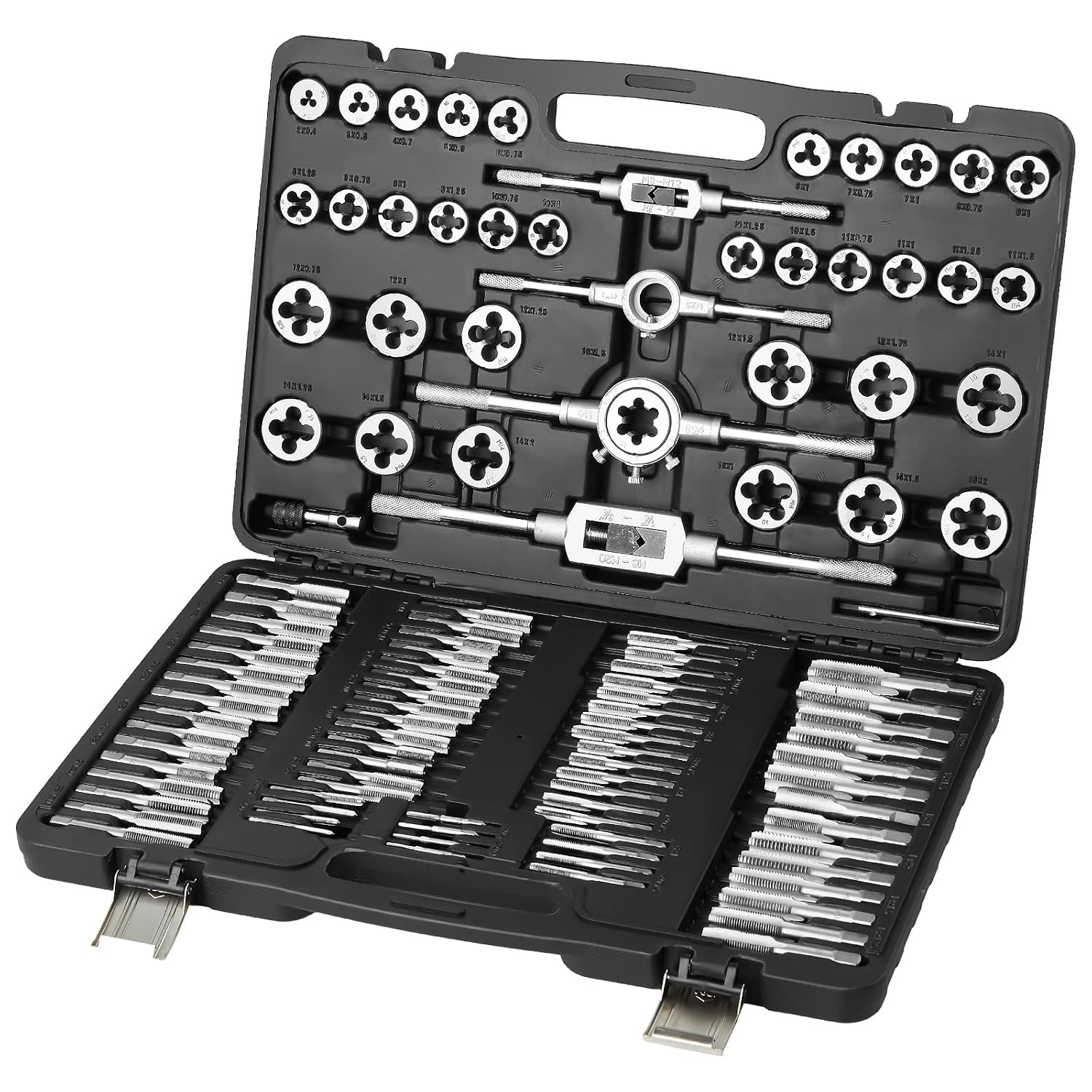 VEVOR Faucet and Die Set, 110 Pieces, Includes Metric Size M2 to M18, Steel Taps and Dies Essential Thread Tool for Cutting External Internal Thread, with Complete