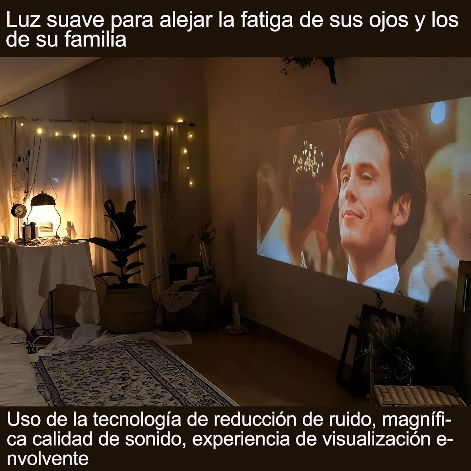 Mini-projector, 10.000 lumen, nieuwste update, 1080p Full HD, ondersteunt draagbare projector, mini-filmprojector, compatibel met T-V-stick, smartphone, HDMI, USB, AV