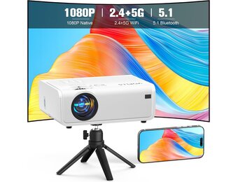 Beamer Thuisbioscoop 1080p Full HD met 20.000 Lumen - Wit Zwart - 35% Korting