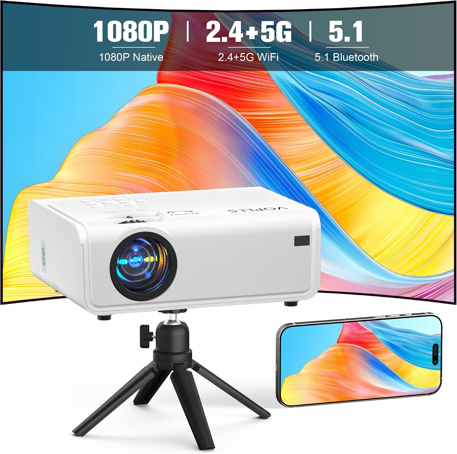 Beamer Thuisbioscoop 1080p Full HD met 20.000 Lumen - Wit Zwart - 35% Korting
