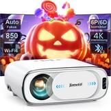 [AI Auto Focus + Auto Lens Cap] Videoprojector WiFi Bluetooth, 28.000L 850ANSI Retroprojector 4K ondersteuning, Jimveo 1080p Full HD-projector, draagbare projector, auto 4P/6D keystone correctie, 50%