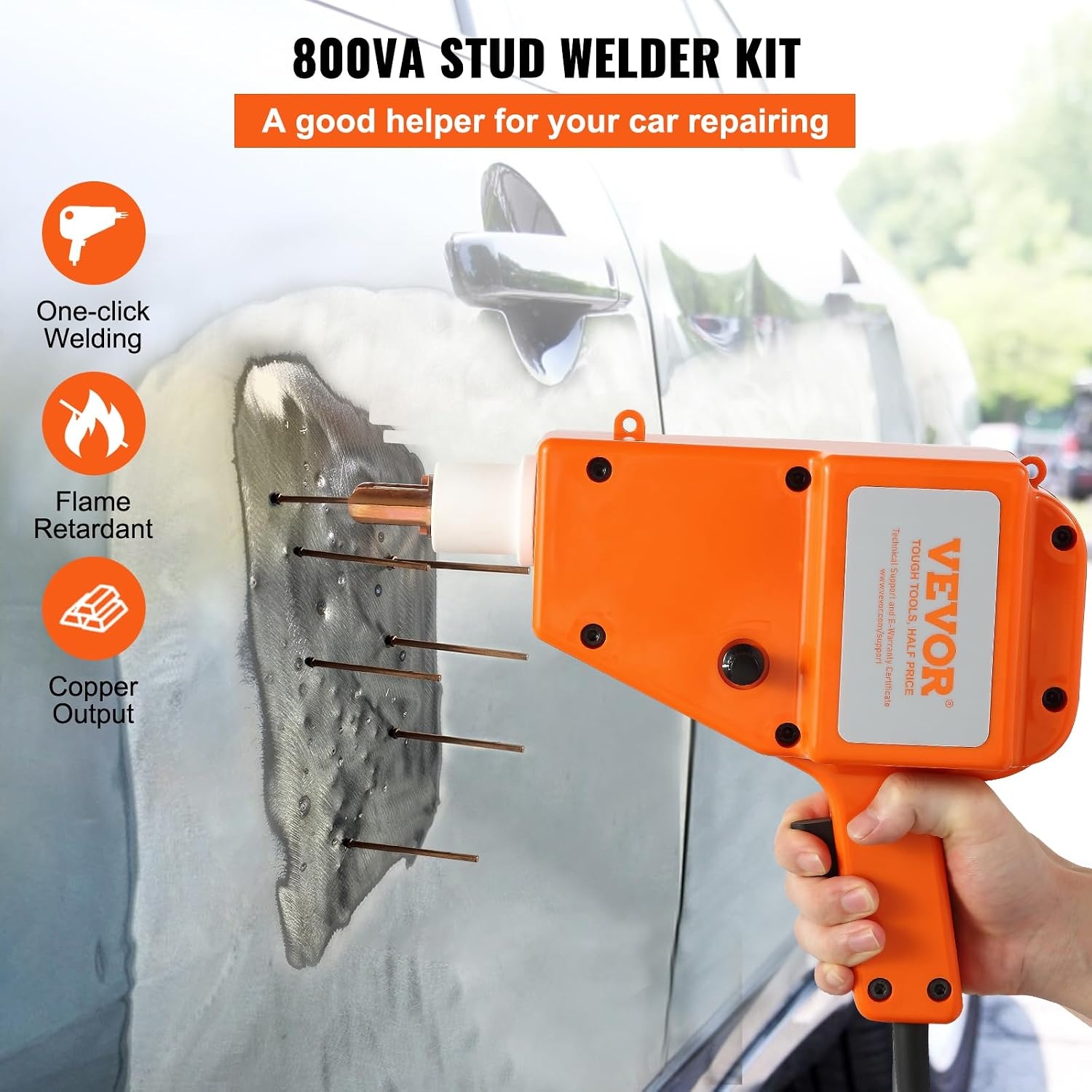VEVOR 800VA Body Repair Puller Kit for Dent Removal Spot Welder 32 x 24 cm, Dent Repair Tools for Truck Body