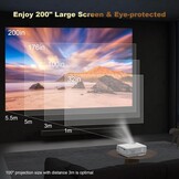 YOOYAA Mini-projector met Bluetooth en statief, draagbaar, 1080p, Full HD, 10.000 l, mini-draagbare led-projector voor thuisbioscoop, compatibel met smartphone, HDMI, USB, tv-stick