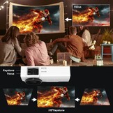 YOOYAA Mini-projector met Bluetooth en statief, draagbaar, 1080p, Full HD, 10.000 l, mini-draagbare led-projector voor thuisbioscoop, compatibel met smartphone, HDMI, USB, tv-stick
