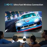 Mini Beamer, Home Cinema Beamer met Auto Keystone, 4K/200 ANSI Video Projector WiFi 6, BT 5.0, 130-inch scherm, 180 graden rotatie, geïntegreerd Android-besturingssysteem 11.0 (Wit)