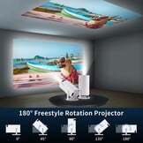 Mini Beamer, Home Cinema Beamer met Auto Keystone, 4K/200 ANSI Video Projector WiFi 6, BT 5.0, 130-inch scherm, 180 graden rotatie, geïntegreerd Android-besturingssysteem 11.0 (Wit)