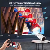 Mini Beamer, Home Cinema Beamer met Auto Keystone, 4K/200 ANSI Video Projector WiFi 6, BT 5.0, 130-inch scherm, 180 graden rotatie, geïntegreerd Android-besturingssysteem 11.0 (Wit)