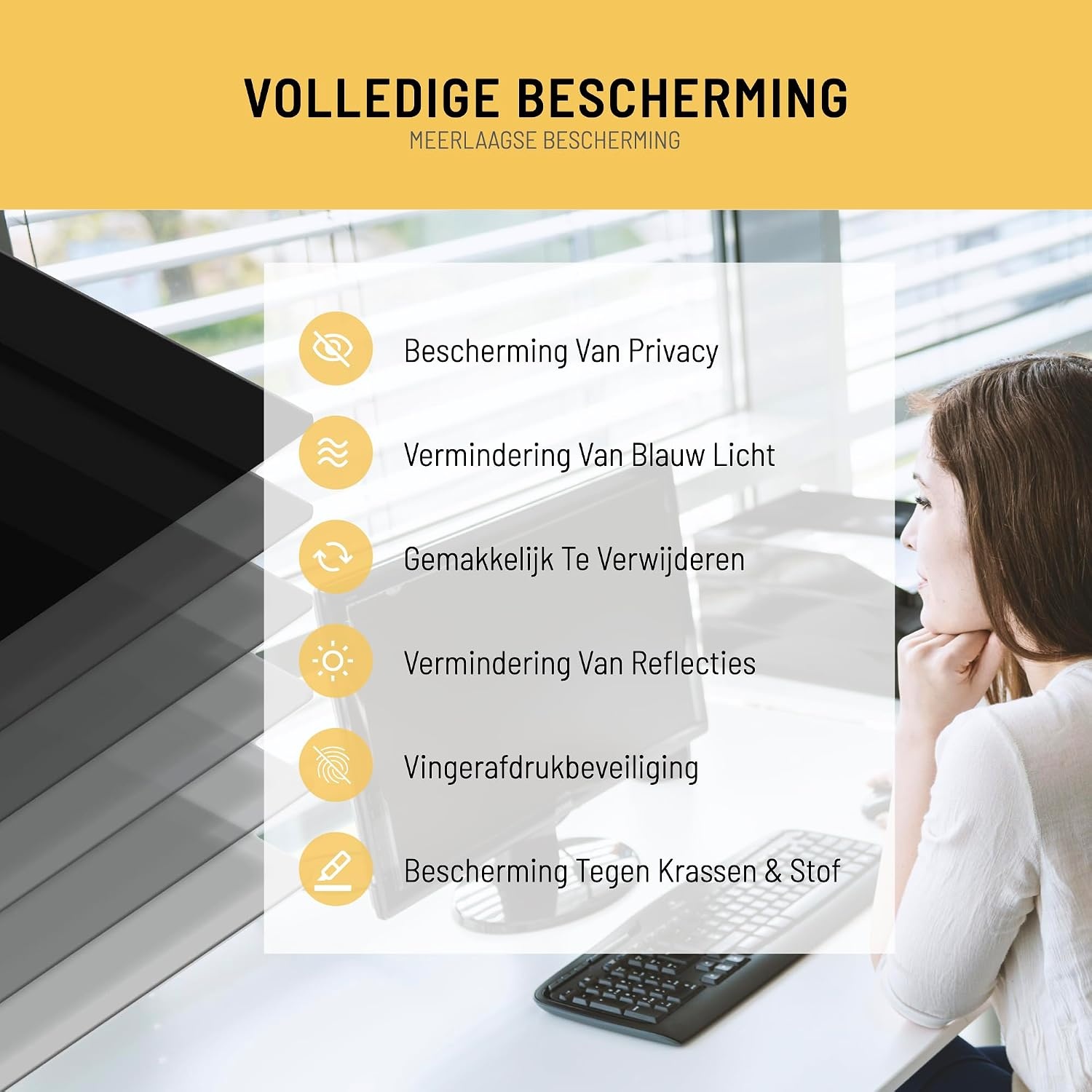 Privacy & Blauw Licht Filter voor 23" Monitor - 80% Korting