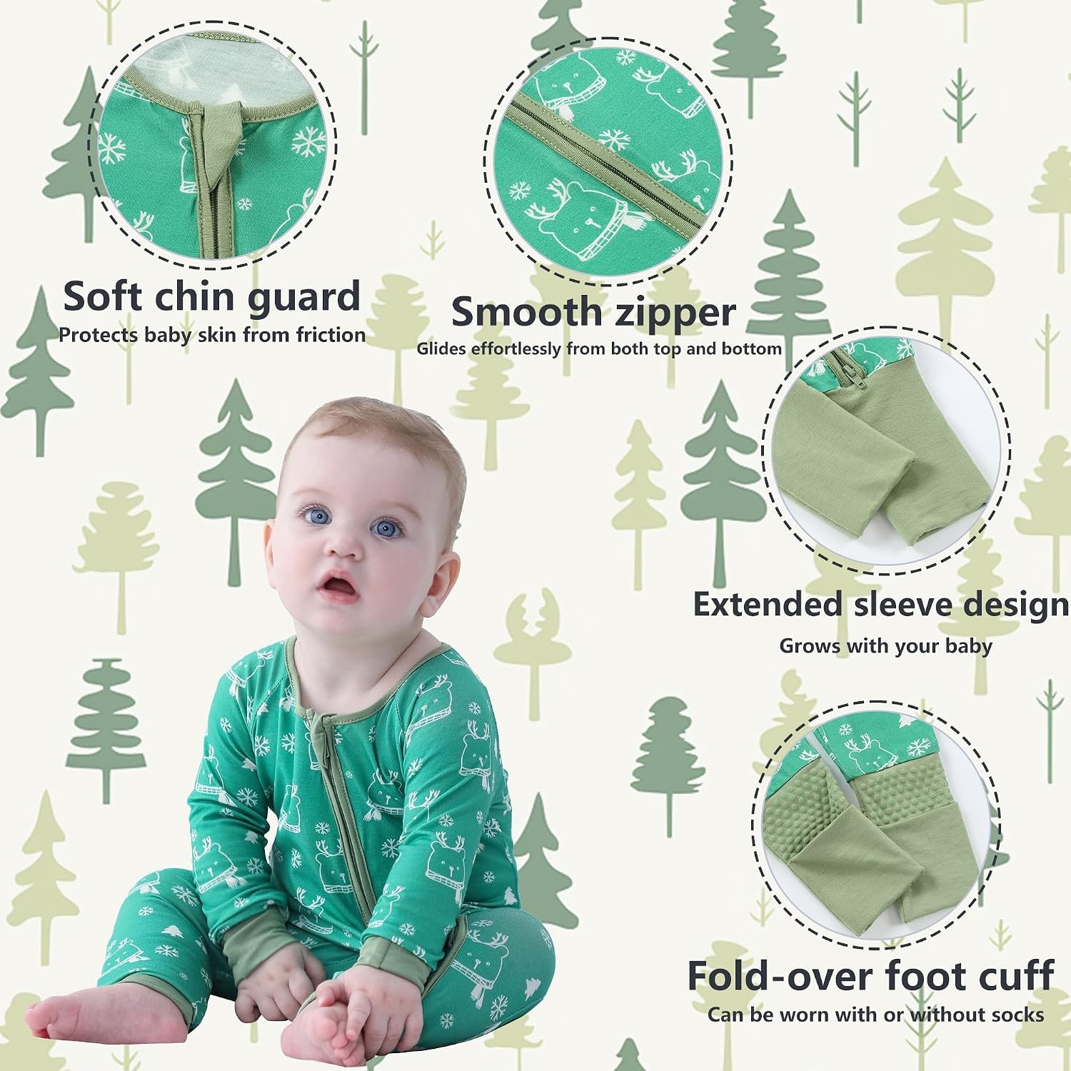 Baby Pyjama Onesie Unisex Kerst 0-24m 2-Pack Lange Mouwen Bamboevezel