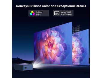 Smart Projector met Netflix, 1080P, 25000 Lumen, WiFi 6, Bluetooth, Wit/Zwart, 34% Korting