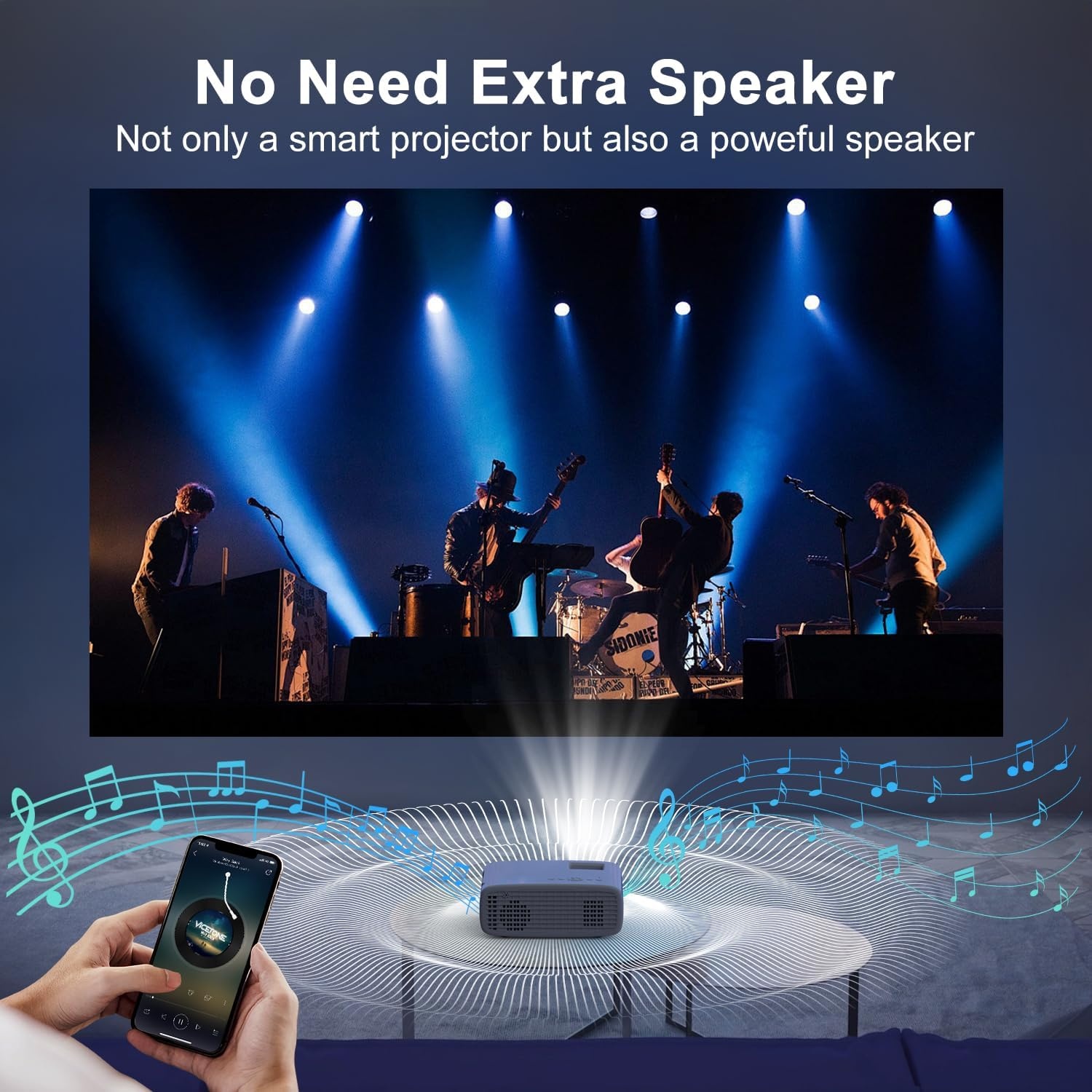 Smart Projector met Netflix, 1080P, 25000 Lumen, WiFi 6, Bluetooth, Wit/Zwart, 34% Korting