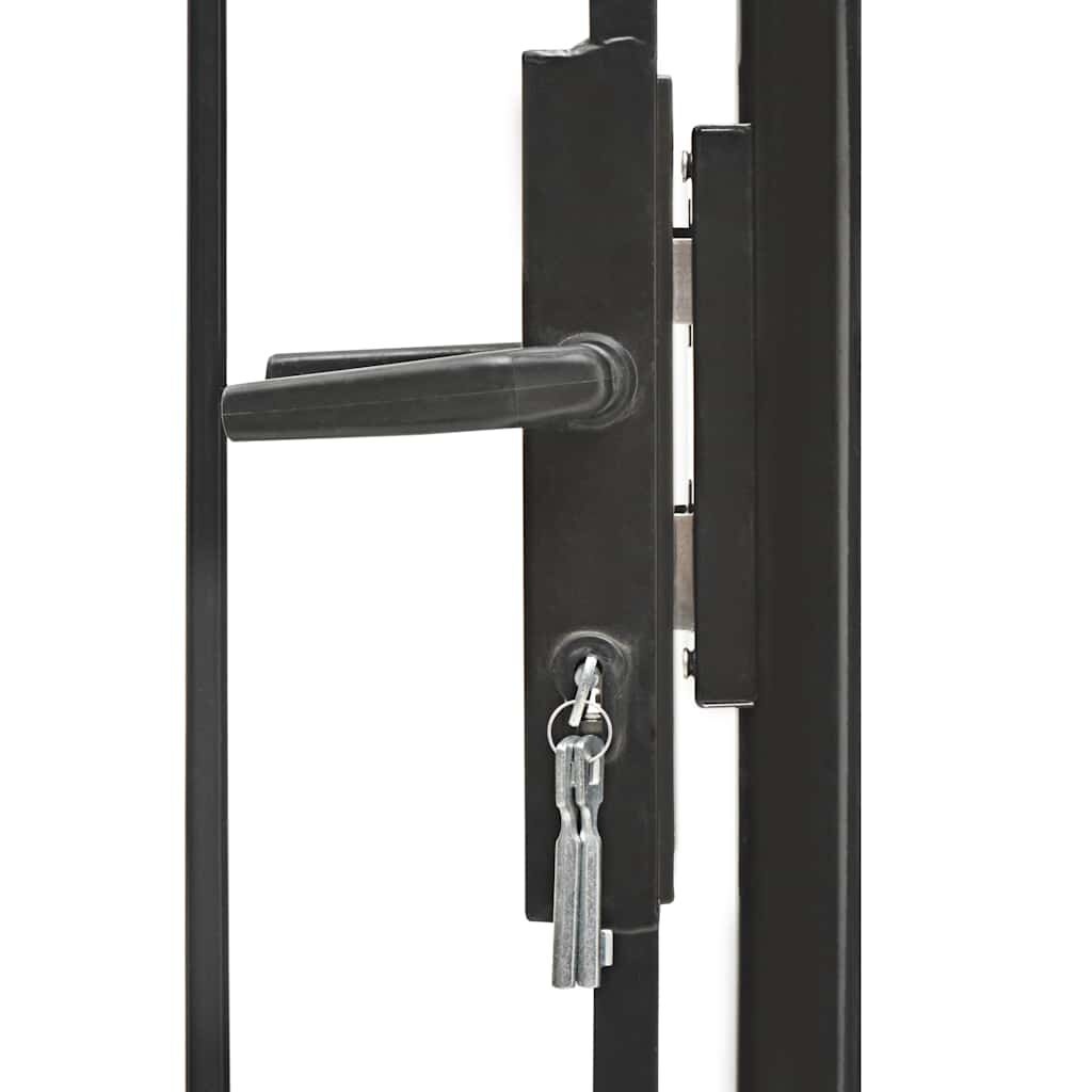 vidaXL Tuinpoort 1x1.5m Zwart Gepoedercoat Staal - 35% Korting