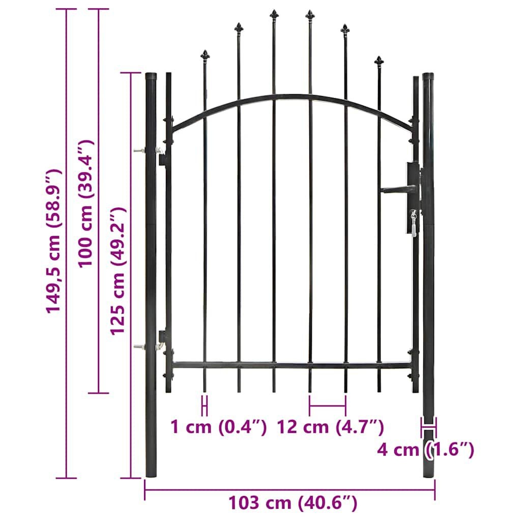vidaXL Tuinpoort 1x1.5m Zwart Gepoedercoat Staal - 35% Korting