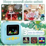 Dhapy Instant camera voor kinderen, 48 MP kindercamera, onmiddellijke camera met printpapier en 32 G TF-kaart, 1080p digitale camera voor kinderen, cadeaus voor jongens en meisjes, 3, 4, 5, 6, 7, 8, 9