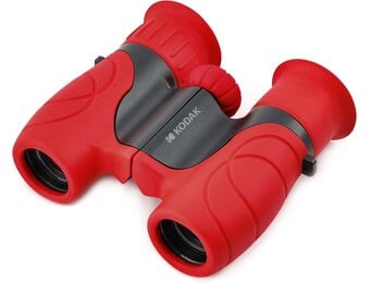 KODAK BCS100 Kinder Verrekijker 8x, Compacte en Ergonomische Verrekijker, Zachte Rubberen Bekleding, Draagriem en Opberghoes Inbegrepen - Rood, Ideaal voor Jongens en Meisjes van 3 tot 12 Jaar, Buitenspellen en Observatie