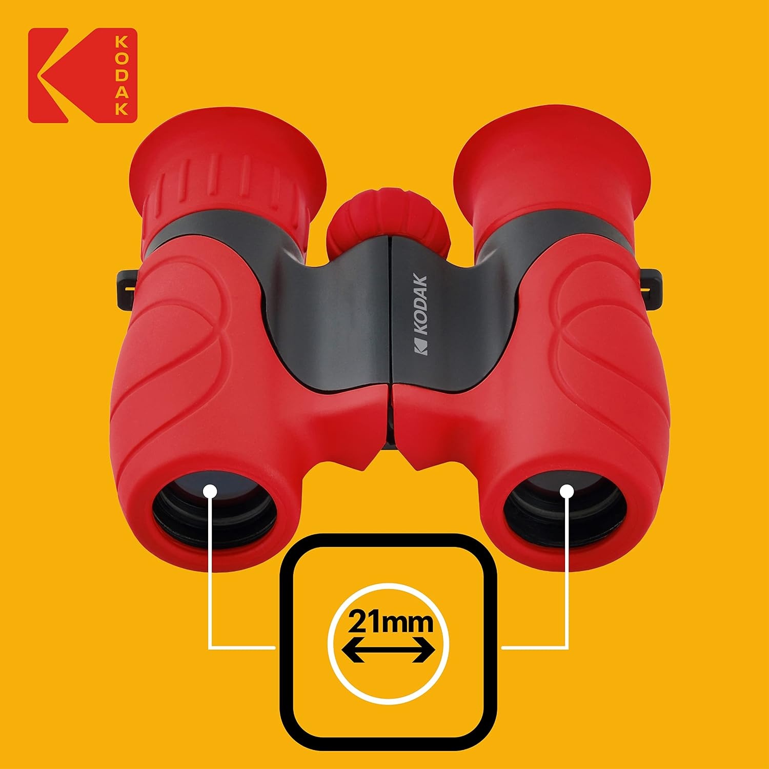 KODAK BCS100 Kinder Verrekijker 8x, Compacte en Ergonomische Verrekijker, Zachte Rubberen Bekleding, Draagriem en Opberghoes Inbegrepen - Rood, Ideaal voor Jongens en Meisjes van 3 tot 12 Jaar, Buitenspellen en Observatie