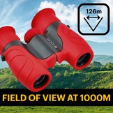 KODAK BCS100 Kinder Verrekijker 8x, Compacte en Ergonomische Verrekijker, Zachte Rubberen Bekleding, Draagriem en Opberghoes Inbegrepen - Rood, Ideaal voor Jongens en Meisjes van 3 tot 12 Jaar, Buitenspellen en Observatie