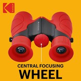 KODAK BCS100 Kinder Verrekijker 8x, Compacte en Ergonomische Verrekijker, Zachte Rubberen Bekleding, Draagriem en Opberghoes Inbegrepen - Rood, Ideaal voor Jongens en Meisjes van 3 tot 12 Jaar, Buitenspellen en Observatie