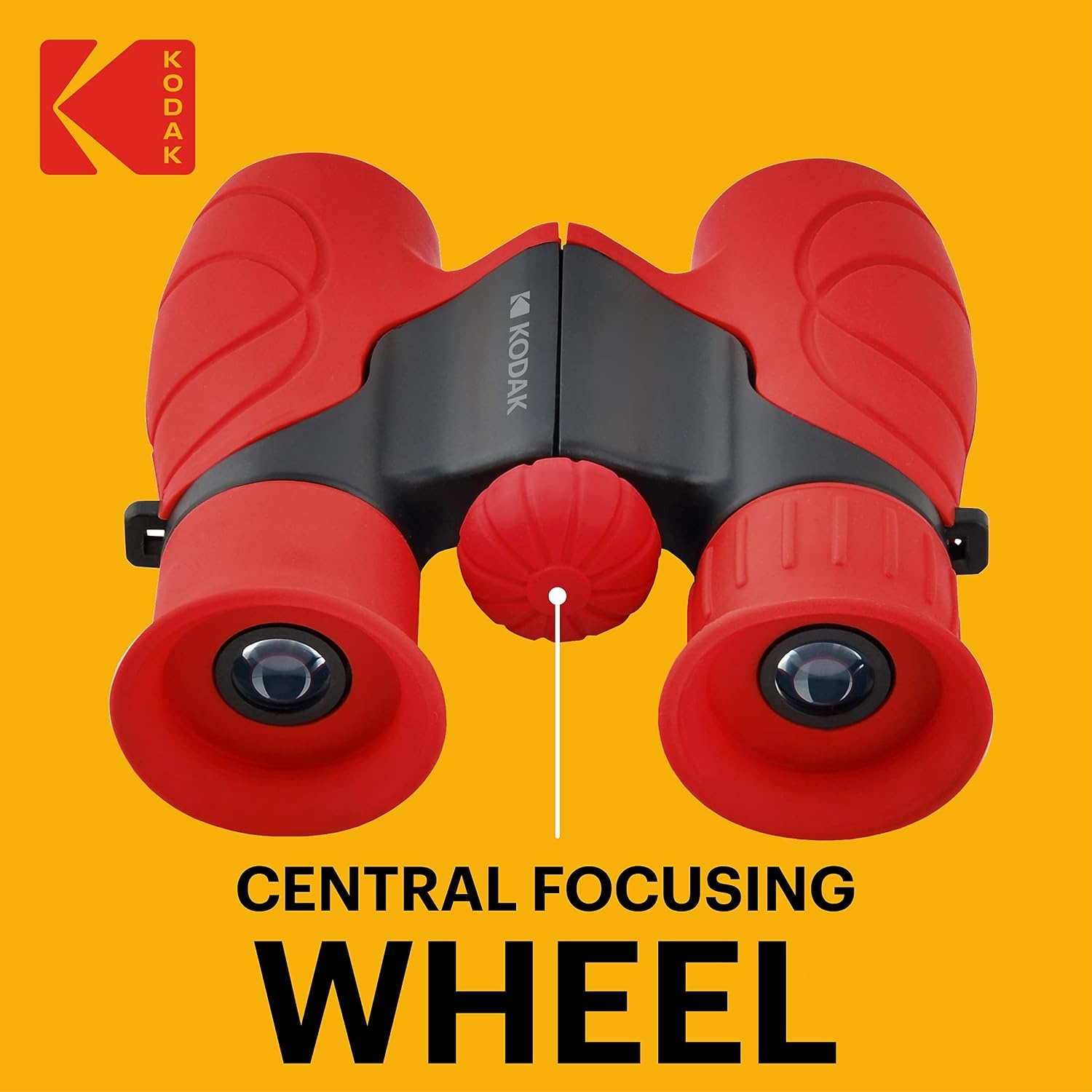 KODAK BCS100 Kinder Verrekijker 8x, Compacte en Ergonomische Verrekijker, Zachte Rubberen Bekleding, Draagriem en Opberghoes Inbegrepen - Rood, Ideaal voor Jongens en Meisjes van 3 tot 12 Jaar, Buitenspellen en Observatie