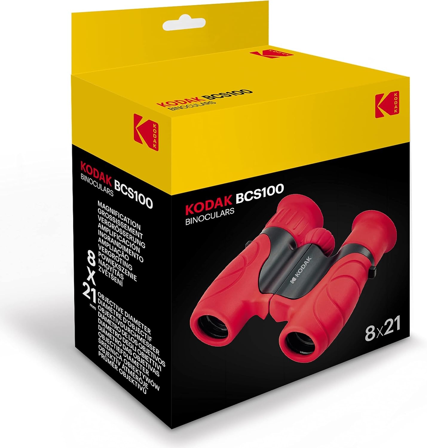 KODAK BCS100 Kinder Verrekijker 8x, Compacte en Ergonomische Verrekijker, Zachte Rubberen Bekleding, Draagriem en Opberghoes Inbegrepen - Rood, Ideaal voor Jongens en Meisjes van 3 tot 12 Jaar, Buitenspellen en Observatie
