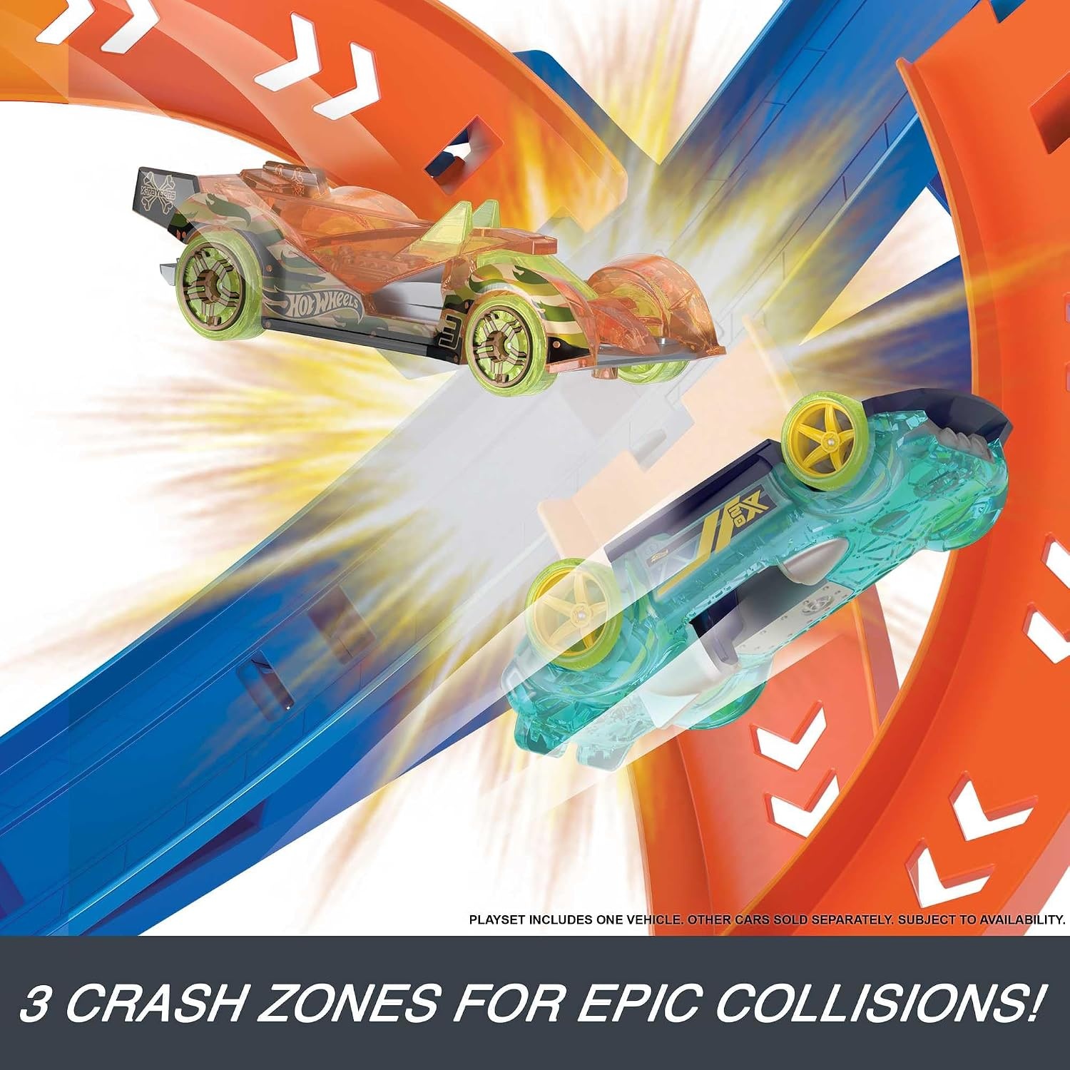 Hot Wheels Racebaan Spiral Speed Crash - Gemotoriseerd, 3 Crashzones - 34% Korting!