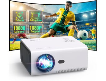 Mini Beamer 4K 1080P 18000 Lumen WiFi Bluetooth - Wit Zwart - 34% Korting