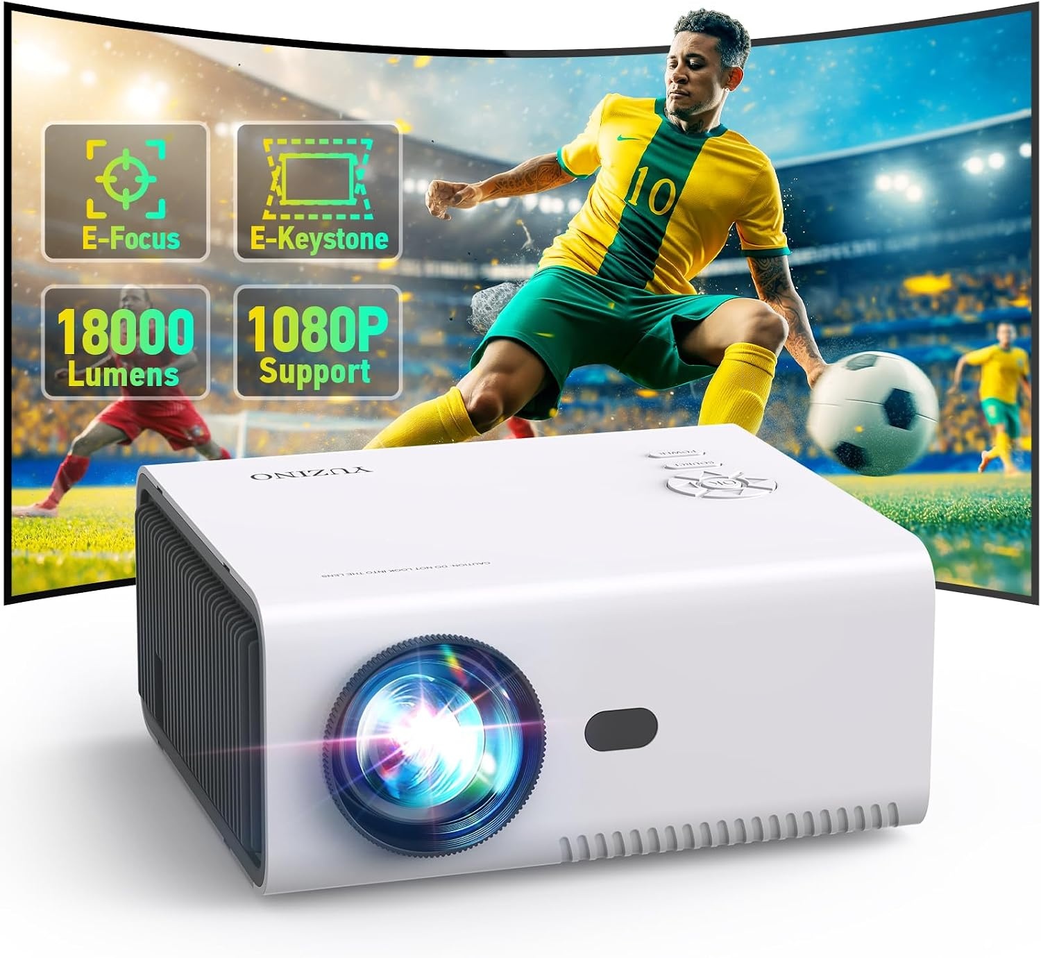 Mini Beamer 4K 1080P 18000 Lumen WiFi Bluetooth - Wit Zwart - 34% Korting