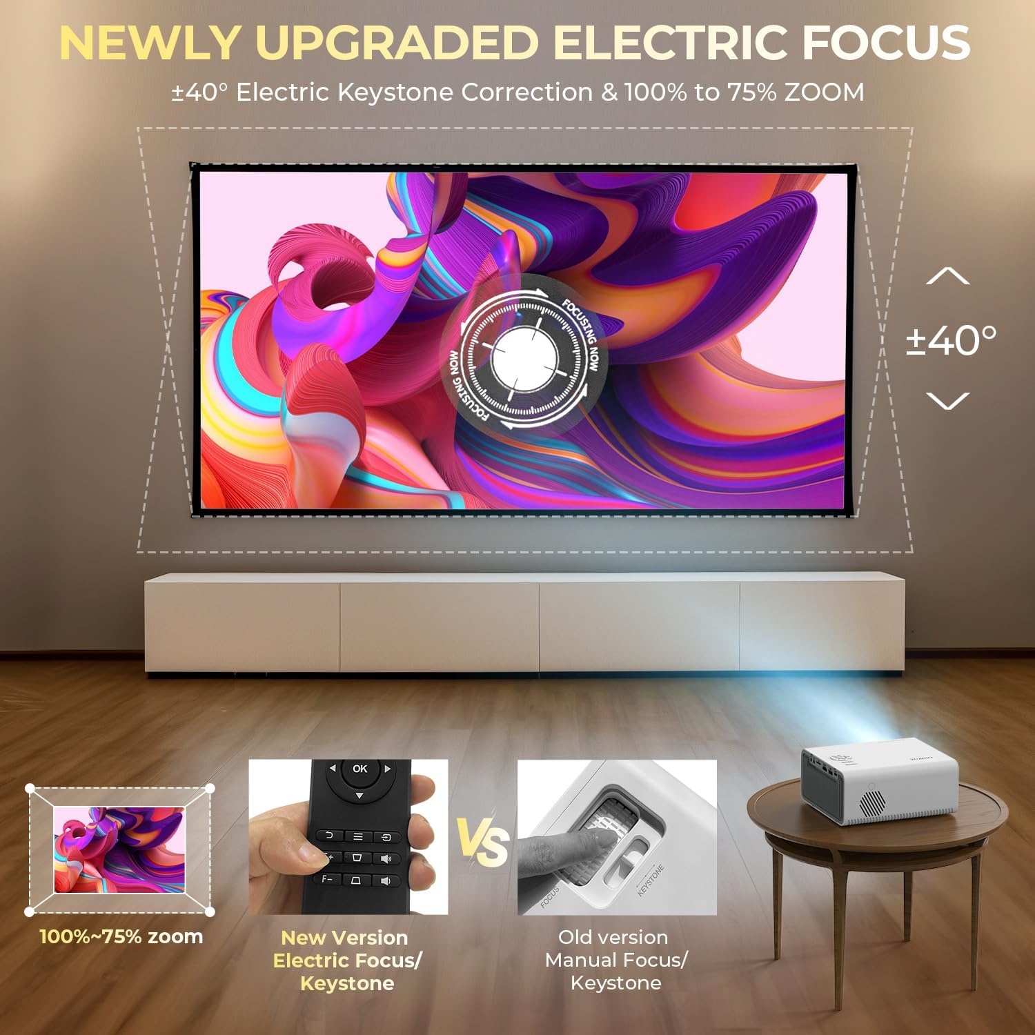 Mini Beamer 4K 1080P 18000 Lumen WiFi Bluetooth - Wit Zwart - 34% Korting