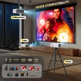 Mini Beamer 4K 1080P 18000 Lumen WiFi Bluetooth - Wit Zwart - 34% Korting