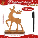 10x Houten Rendier Plaatskaartjes Kerst - Vrijstaand & Uniek